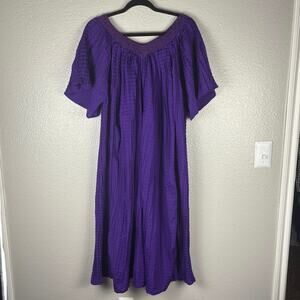 Bobbie Brooks XL/18W Textured Purple Oversized Lace Collar Polyester House Dress